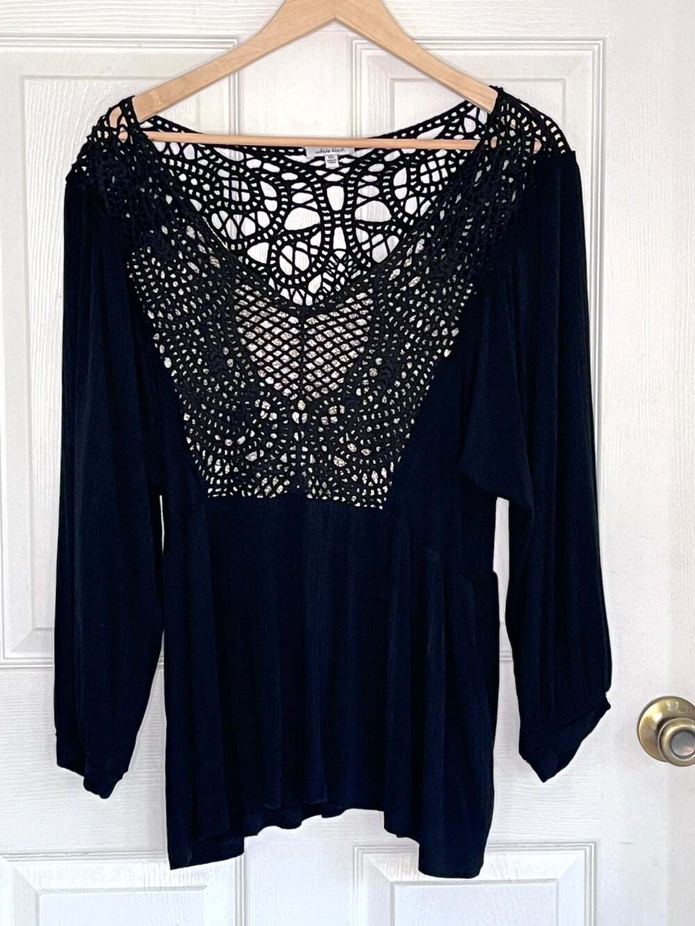 Open Crochet Top Black sz 1X Whimsigoth Fairy Grunge Goth Boho